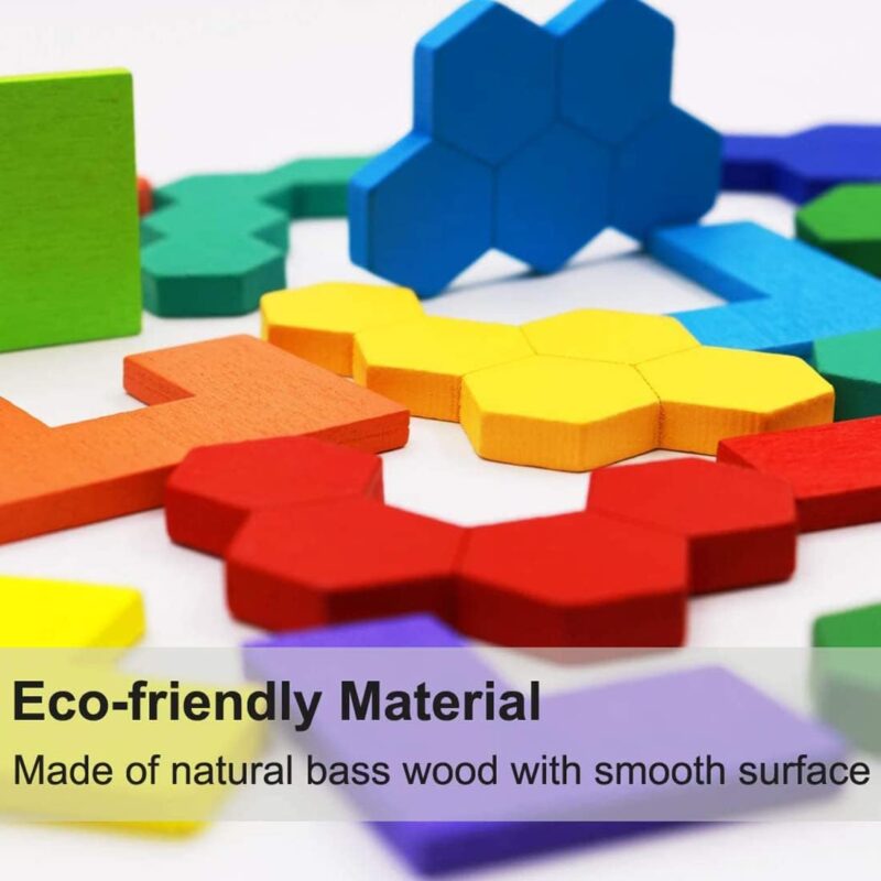 2 Pack Wooden Russian Blocks Puzzle + Hexagon Puzzles for Kids & Adults, Wooden Block Puzzle Intelligence Brain Teasers Toy Logic Game  Educational Gift for Children - Image 2