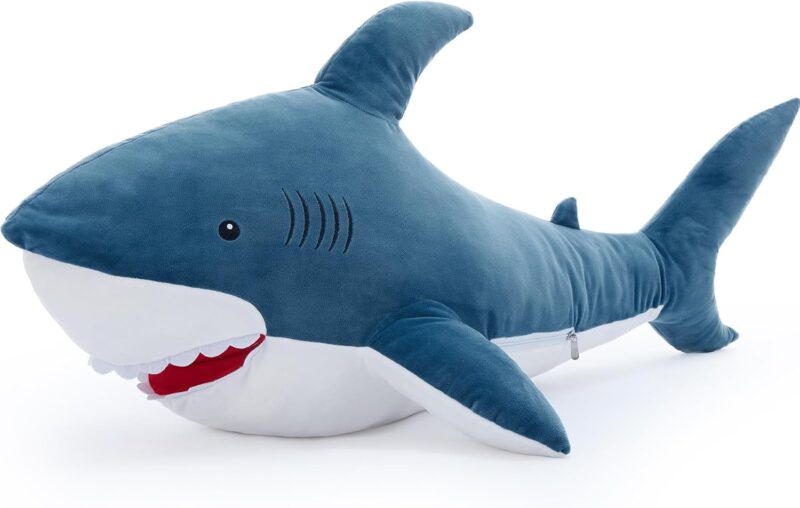 39inch Giant Shark Stuffed Animal, Large Stuffed Shark Plush Toys Pillow Gift for Kids Girlfriend, Blue