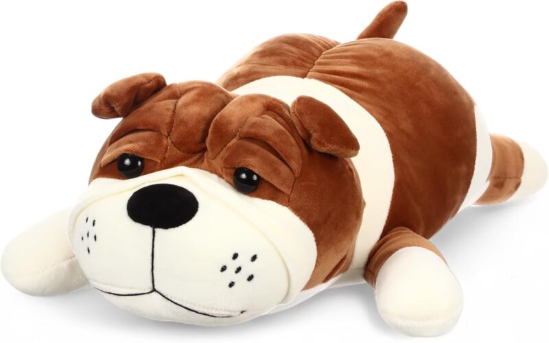 17.7" Huggable Dog Plush, Cute Stuffed Animal, Soft Adorable Cuddle Companion for Kids Adults Boys and Girls, Plush Pillow Gift for Birthdays & Holidays
