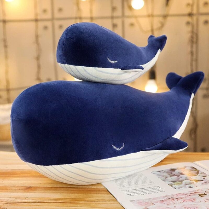 Whale Stuffed Animals Plush Pillow 4 Size Cute Soft Cotton Plushies Pillows Kawaii Blue Whale Toy Gifts for Kids Boys Girls Adults (Blue, 10 Inch) - Image 2