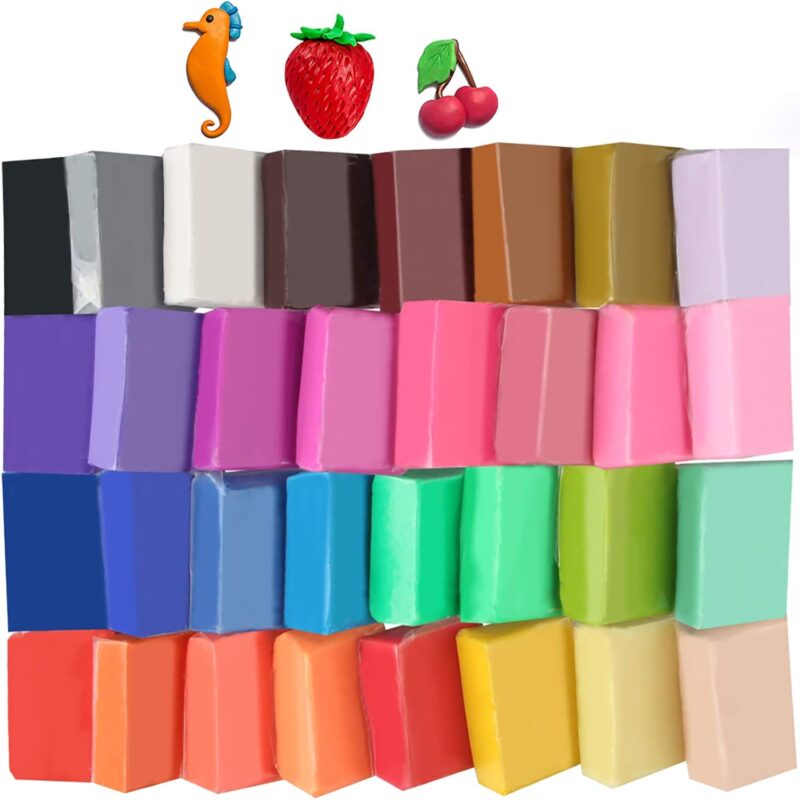 Super Valuable 32 Colors Small Block Polymer Clay Set Oven Bake Clay,  Non-Toxic Molding  Baking for Kids, Artists (Softer)