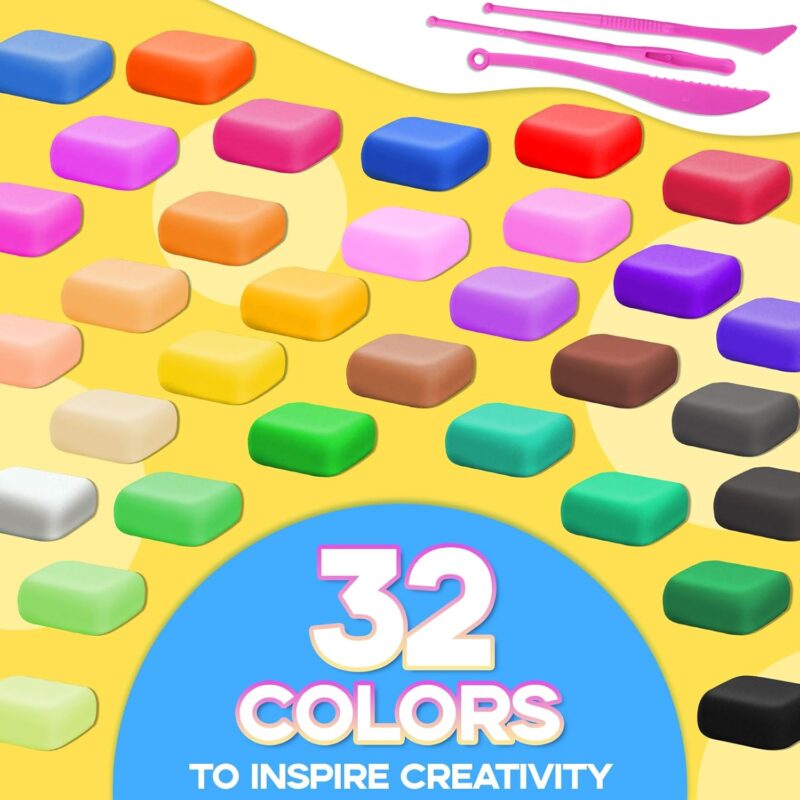 Air Dry Clay - 32 Colors Modeling Clay Kit with 3 Sculpting Tools,Safe & Non-Toxic, Magic Gift Toys for Boys,Girls,Kids - Image 2