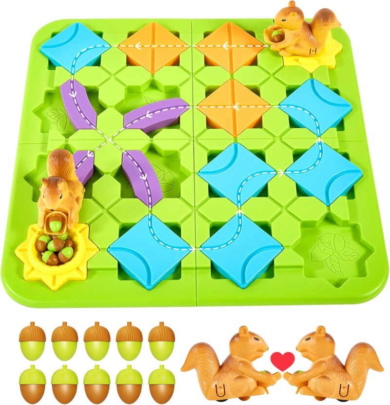 Board Games Kids Brain Teasers Toys,Road Builder Logic Puzzle Games,Montessori Educational Learning Toys Birthday Gifts for Age 4-8 Year Old