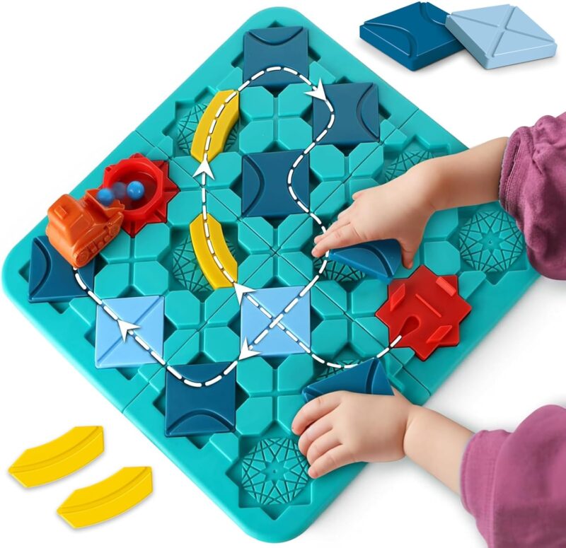 Board Games Kids Toys, Logical Road Builder Brain Teaser Puzzle Racer Car Track Set, 118 Challenges & 4 Difficulty Levels Educational Game, 3 4 5 6-Year-Old Boys Girls Christmas Birthday Gifts