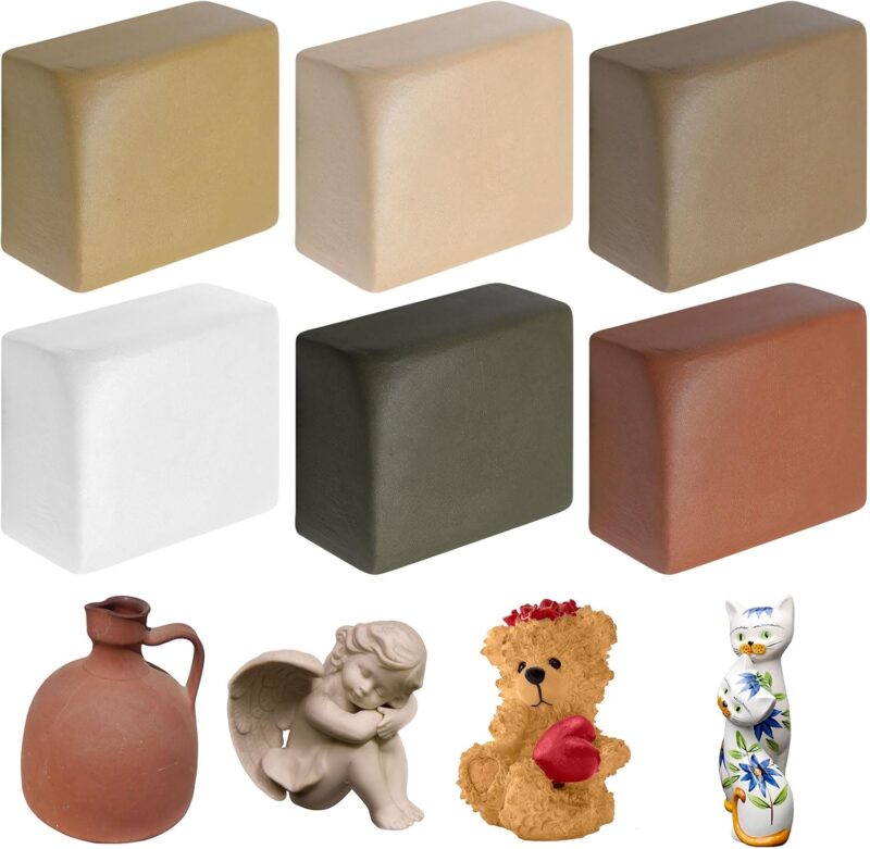 6 Pack Air Dry Clay 6 lbs Self Hardening Pottery Clay Porcelain All Purpose Natural Modeling for Adults Kids Beginners Advanced Sculptors  Crafts Art, 6 Colors