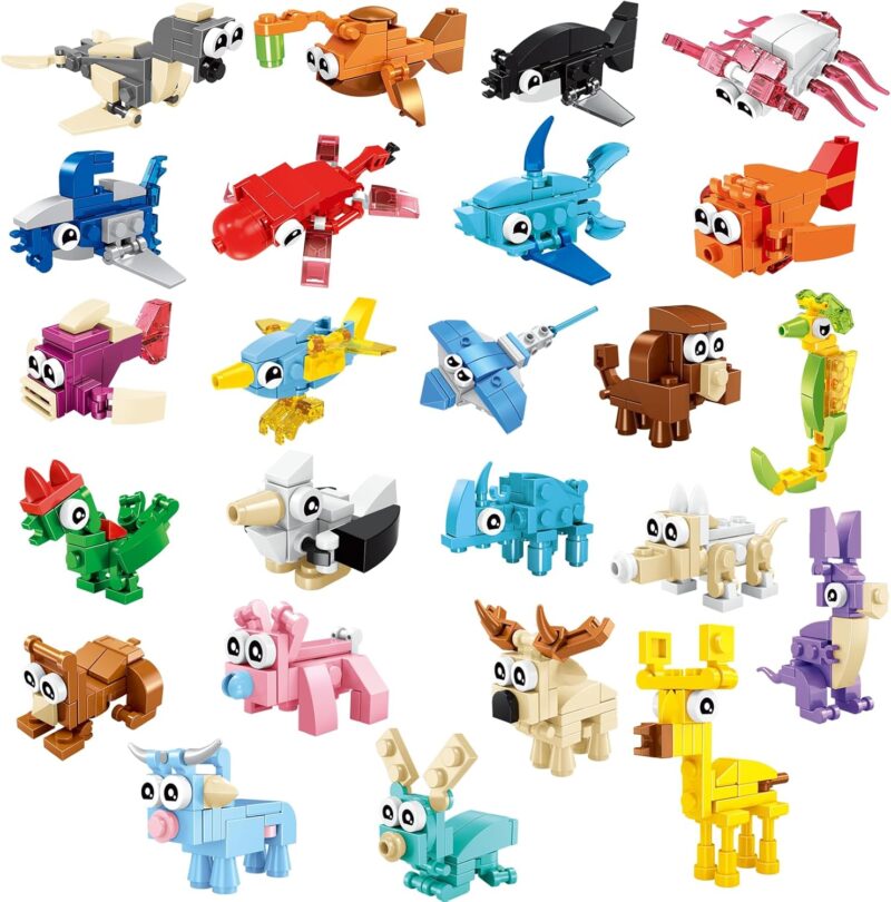 Party Favors for Kids - 24 Pack Animals Building Blocks for Goodie Bags Stocking Stuffers Classroom Prizes Birthday Gifts Toy Building Sets for Kids 6-12yrs