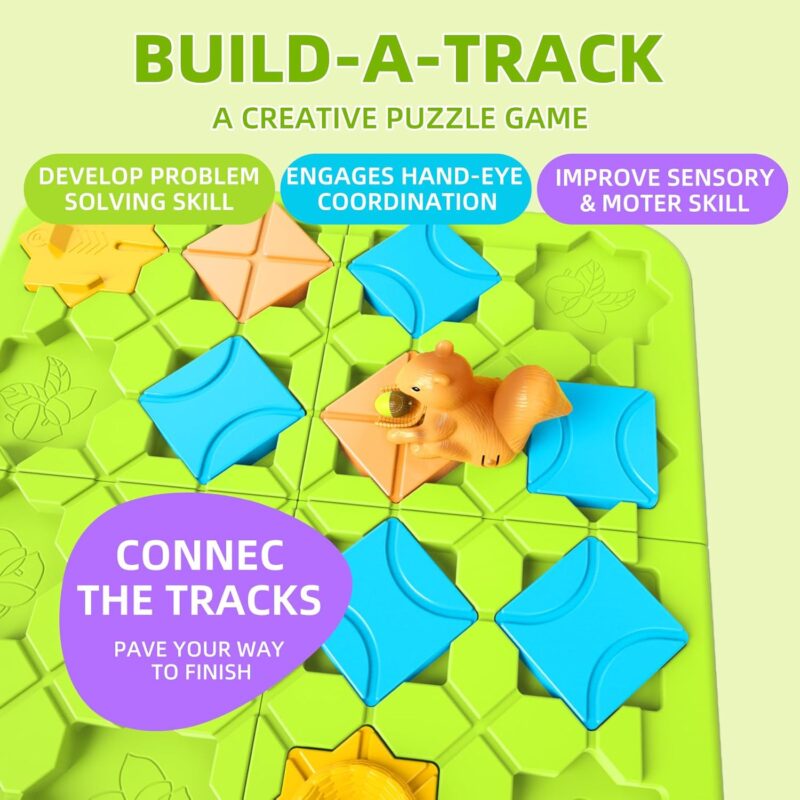 Board Games Kids Toys, Maze Brain Teaser Puzzles Learning Games for Kids Ages 4-8 118 Challenges 5 Difficulty Levels Squirrel Logic Track Building Blocks, Educational Montessori Birthday Gifts - Image 2