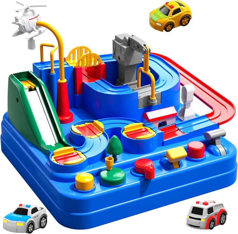Boys Toys Car Track, Kids Race Track City Adventurous Car Toy for 3 4 5 6 7 Years Old Boys Girls - Car Toys with 3 Cars, Car Track Toys for Boys Age 3, Birthday Gifts Toys for Boys 3-5 Years Old