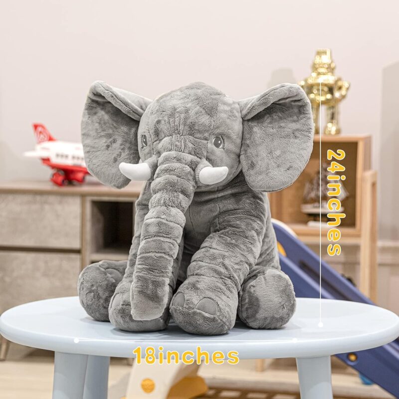 Big Stuffed Elephant, Large Elephant Stuffed Animal, Giant Plush Animal Fluffy Toy for Girl Kids 24 INCH - Image 2