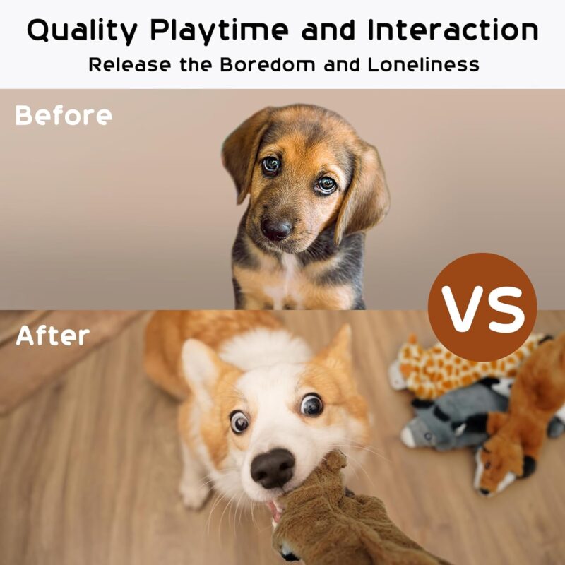 Dog Squeaky Toys, 5 PCS Crinkle Plush Dog Toys, No Stuffing Dog Toys for Small Medium Large Dogs, Stuffless Puppy Toys for Boredom - Image 2
