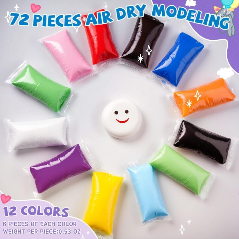 72 Pcs 38oz Air Dry Clay Bulk Modeling Magic Ultra Lightweight Foam Modeling Clay for Kids Adults  Gifts Party Arts Crafts and School Project Supplies(Classic Color) - Image 2