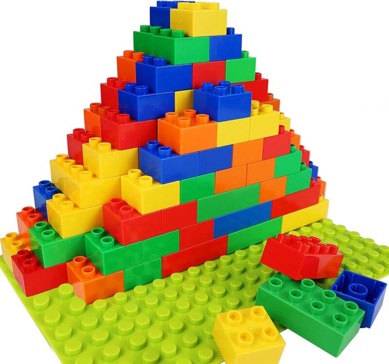 Building Blocks for Kids Toddlers Including a Baseplate, 101-piece Large Classic Building Bricks Set for Kids of All Ages, Basic  Toys Gift, Compatible with All Major Brands