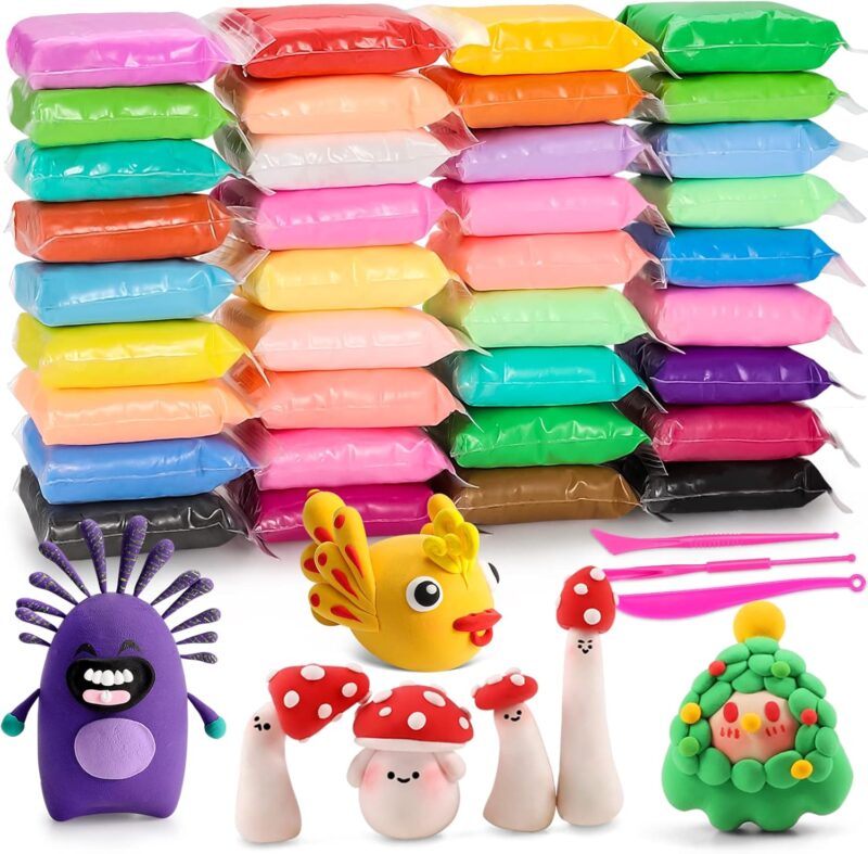 Air Dry Clay Kit, 36 Colors Modeling Clay with Tools, Ultra Light, Safe and Non-Toxic, Ideal Gift for Kids (36 Colors+ Tools)
