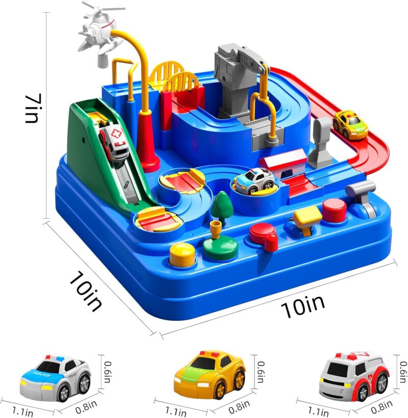 Boys Toys Car Track, Kids Race Track City Adventurous Car Toy for 3 4 5 6 7 Years Old Boys Girls - Car Toys with 3 Cars, Car Track Toys for Boys Age 3, Birthday Gifts Toys for Boys 3-5 Years Old - Image 2