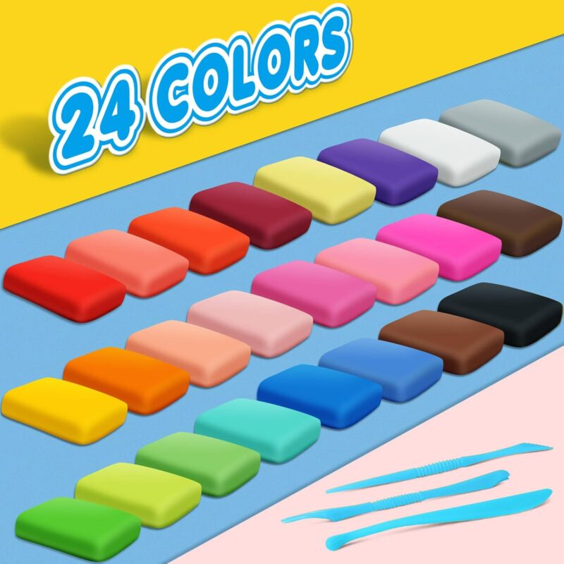 Air Dry Clay 24 Colors, Modeling Clay for Kids,  Molding Magic Clay, Gift for Kids Boys Girls - Image 2