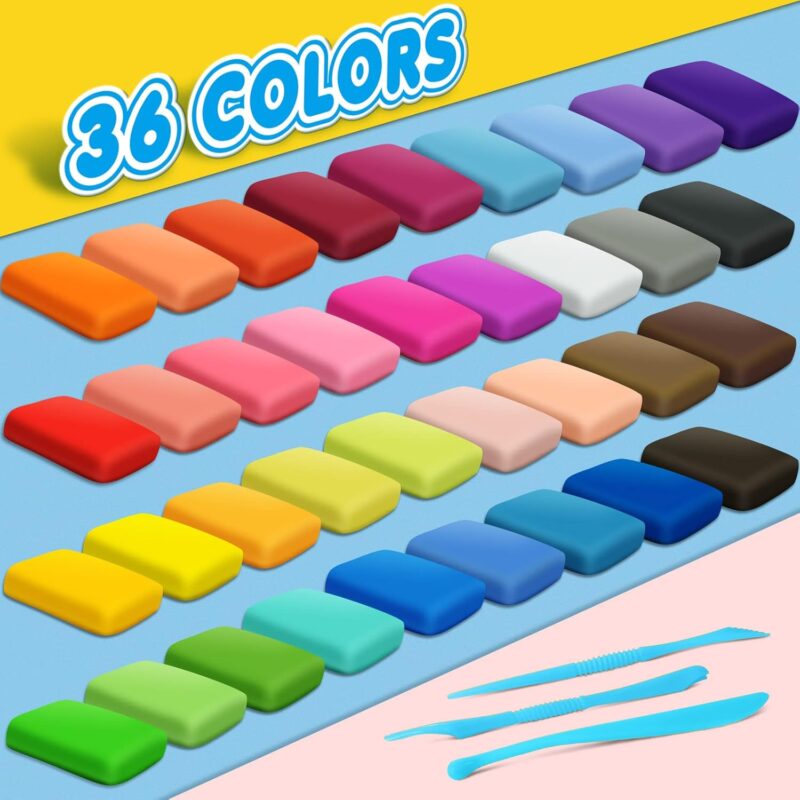 Magic Clay - Air Dry Clay 36 Colors, Modeling Clay for Kids with Tools, Soft & Ultra Light, Toys Gifts for Age 3 4 5 6 7 8+ Years Old Boys Girls Kids - Image 2