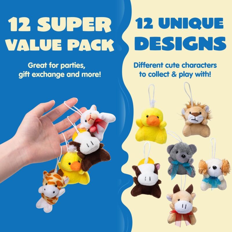 36 Pack Mini Animal Plush Toy Assortment (36 Units 3" Each),Bulk Stuffed Animals Party Favors for Kids, Small Animals Plush Keychain Decoration, Carnival Prizes, Valentine's Day Party Favors - Image 2