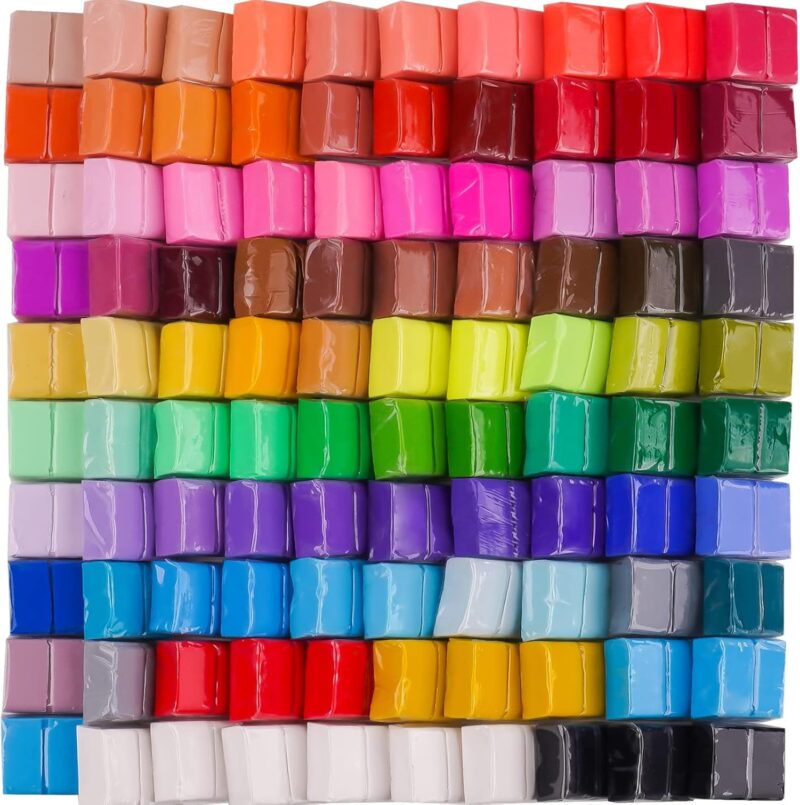 100PCS Polymer Clay Value Pack 82 Colors in Bulk Small Blocks Starter Kit with Tools, Individually Wrapped Oven Modeling Clay, Molding  Clay, Baking Clay for Sculpting for Kids Beginner