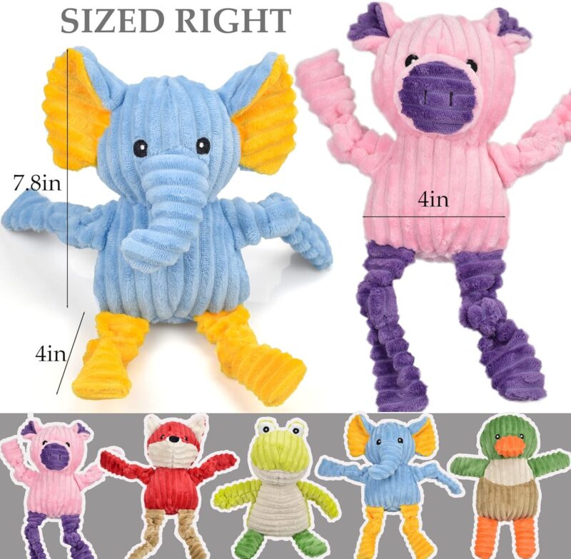 5 Pack  Stuffed Squeaky Dog Toys Assortment Plush Animal Dog Toy Value Bundle Puppy Pet Dog Toys for Small Medium Large Dogs - Image 2
