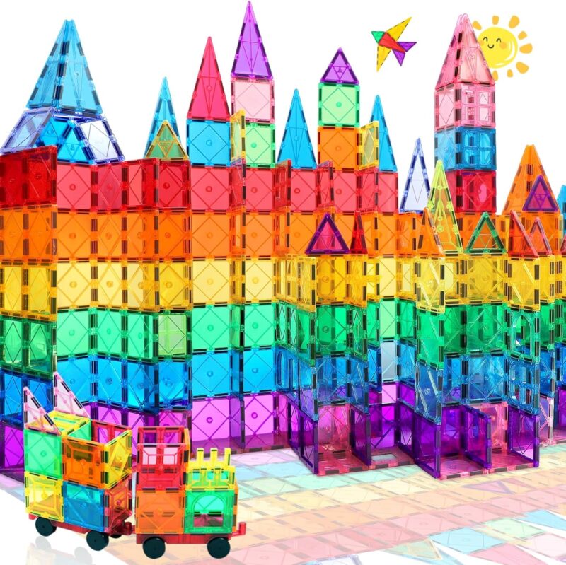 100PCS Magnetic Tiles Blocks for Kids Ages 3-5 4-8, Learning Educational Preschool Magnet Building Toys for Toddlers,Christmas Birthday Gifts Toys for 3 4 5 6 7 8+ Year Old Boys Girls