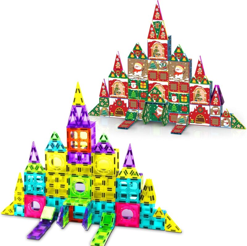 250PCS Magnetic Tiles for Toddler Toys, Magnetic Building Blocks, Magnet Tiles Sensory Montessori Toys, Preschool Learning for Kids 3+ Years Old, Boys Gift & Girls Gift (Birthday Christmas)