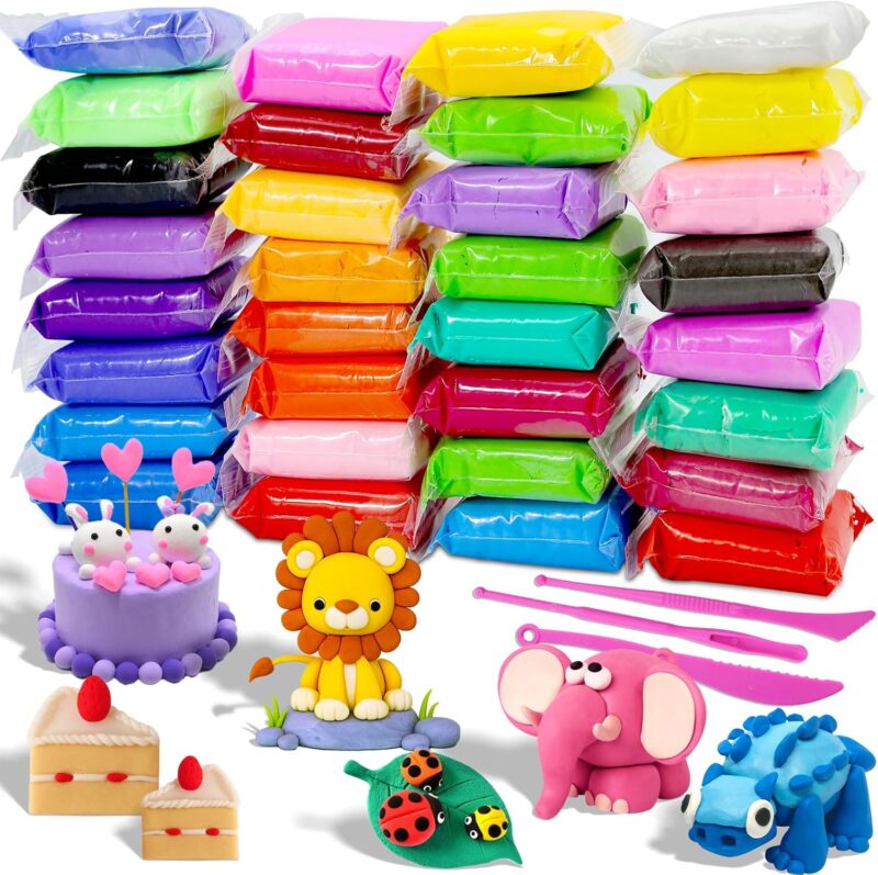 Air Dry Clay - 32 Colors Modeling Clay Kit with 3 Sculpting Tools,Safe & Non-Toxic, Magic Gift Toys for Boys,Girls,Kids